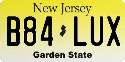 NJ license plate B84LUX