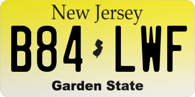 NJ license plate B84LWF