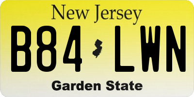 NJ license plate B84LWN