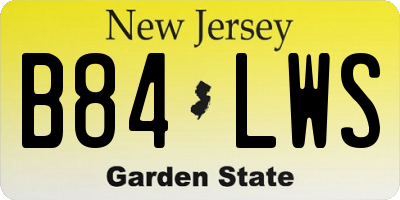 NJ license plate B84LWS