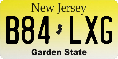 NJ license plate B84LXG
