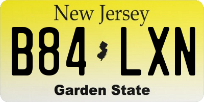 NJ license plate B84LXN