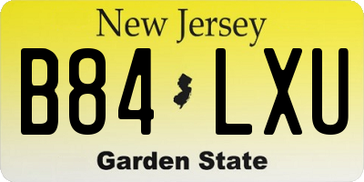 NJ license plate B84LXU