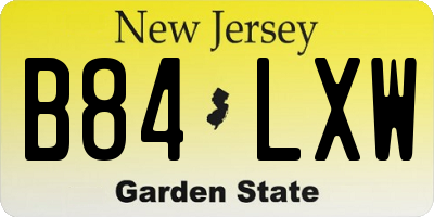 NJ license plate B84LXW
