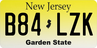 NJ license plate B84LZK