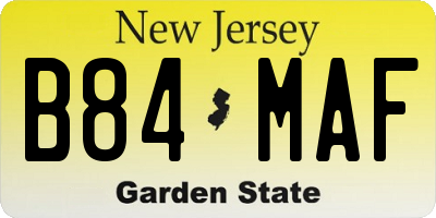 NJ license plate B84MAF