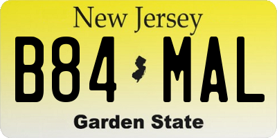 NJ license plate B84MAL