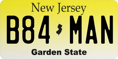 NJ license plate B84MAN