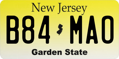 NJ license plate B84MAO