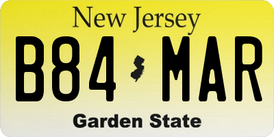 NJ license plate B84MAR