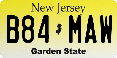 NJ license plate B84MAW