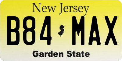 NJ license plate B84MAX
