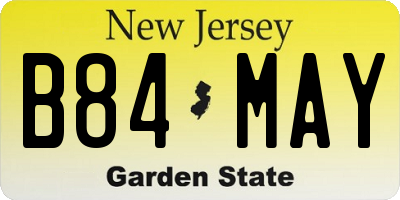 NJ license plate B84MAY