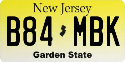 NJ license plate B84MBK