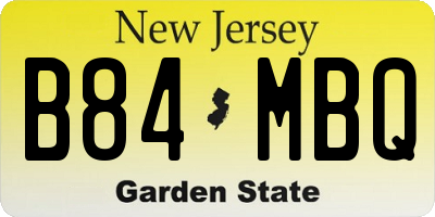 NJ license plate B84MBQ