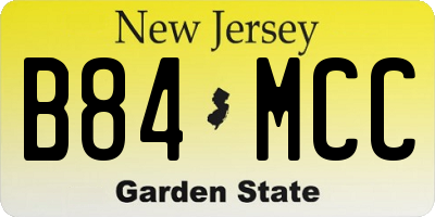 NJ license plate B84MCC