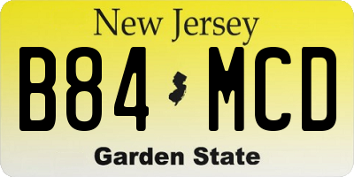 NJ license plate B84MCD