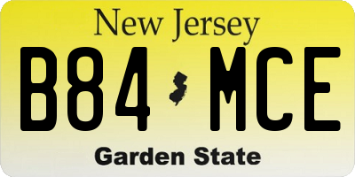 NJ license plate B84MCE