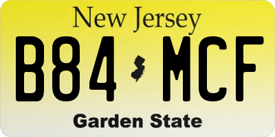 NJ license plate B84MCF
