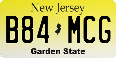 NJ license plate B84MCG