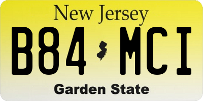 NJ license plate B84MCI