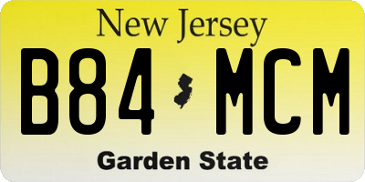 NJ license plate B84MCM