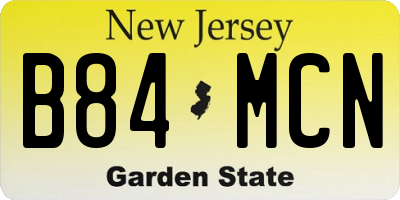 NJ license plate B84MCN