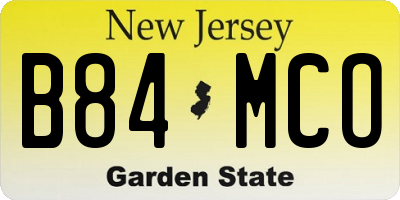 NJ license plate B84MCO