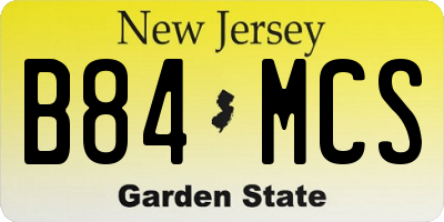 NJ license plate B84MCS