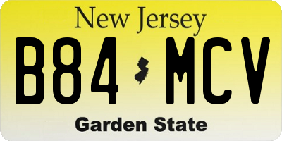 NJ license plate B84MCV