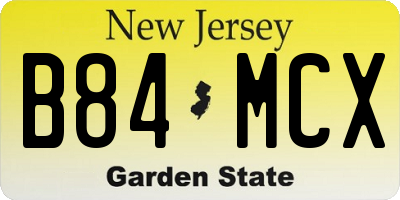 NJ license plate B84MCX