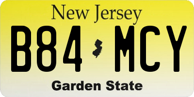 NJ license plate B84MCY