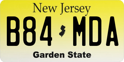 NJ license plate B84MDA