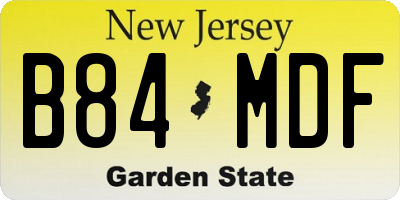 NJ license plate B84MDF