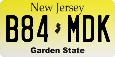 NJ license plate B84MDK