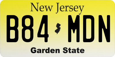 NJ license plate B84MDN