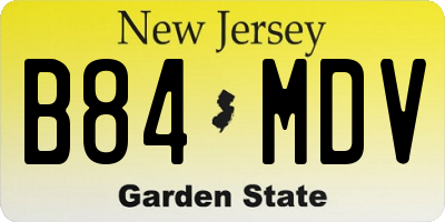 NJ license plate B84MDV