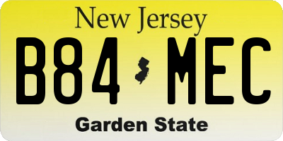 NJ license plate B84MEC