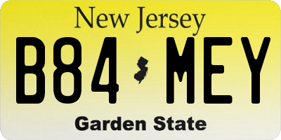 NJ license plate B84MEY