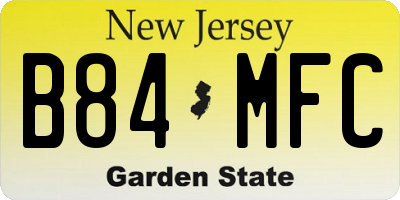 NJ license plate B84MFC