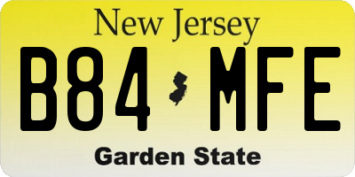 NJ license plate B84MFE