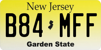 NJ license plate B84MFF