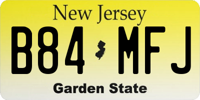 NJ license plate B84MFJ