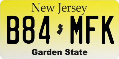 NJ license plate B84MFK