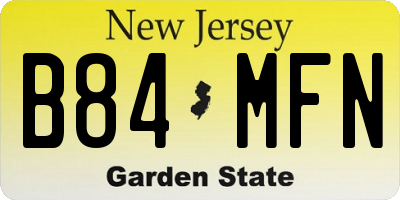 NJ license plate B84MFN