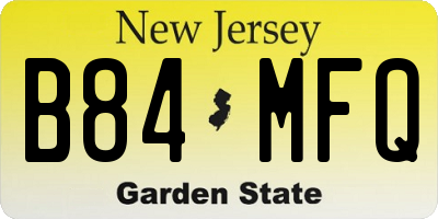 NJ license plate B84MFQ