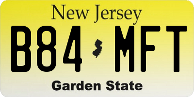 NJ license plate B84MFT