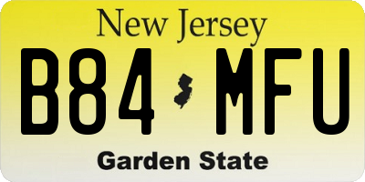 NJ license plate B84MFU