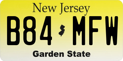 NJ license plate B84MFW