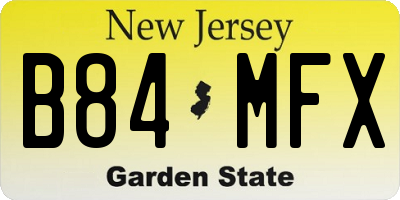 NJ license plate B84MFX